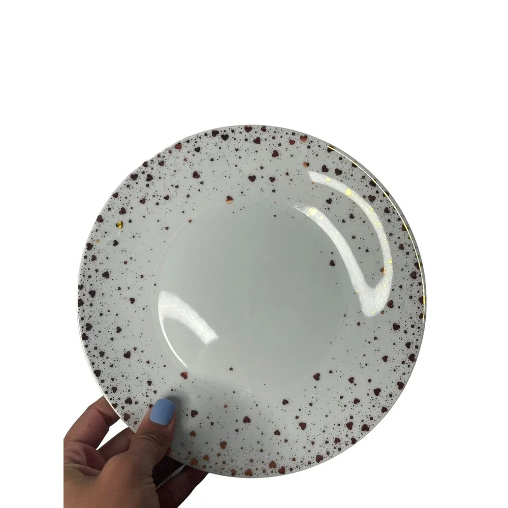 Pottery Barn Monique Lhuillier Rose Gold Heart Glass Plate Valentines Day